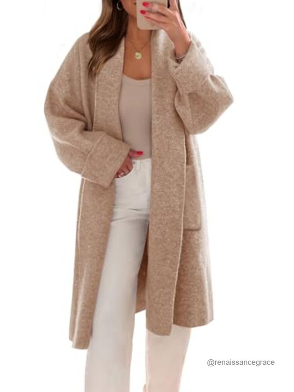 Womens Chunky Knit Open Front Long Cardigan Sweater Coatigan Jacket
